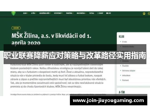 职业联赛降薪应对策略与改革路径实用指南